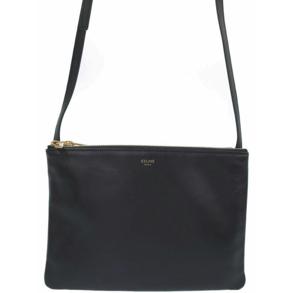 Celine Trio Leather Crossbody Bag Black